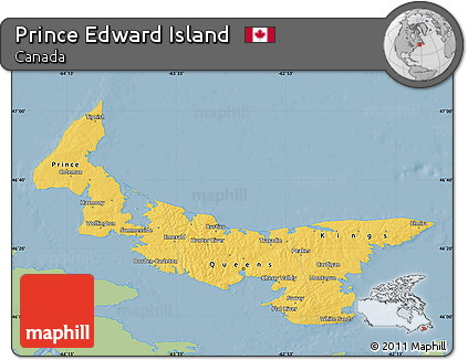 Savanna Style Map of Prince Edward Island, single color outside