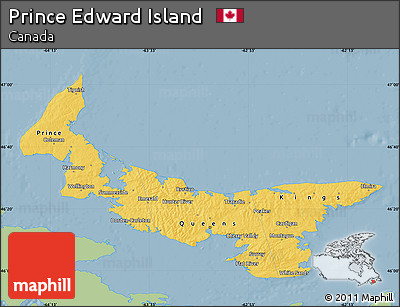 Savanna Style Map of Prince Edward Island, single color outside