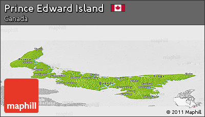 Physical Panoramic Map of Prince Edward Island, lighten, desaturated