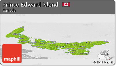 Physical Panoramic Map of Prince Edward Island, lighten, desaturated