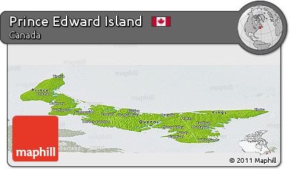 Physical Panoramic Map of Prince Edward Island, lighten, semi-desaturated