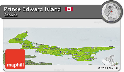 Physical Panoramic Map of Prince Edward Island, semi-desaturated