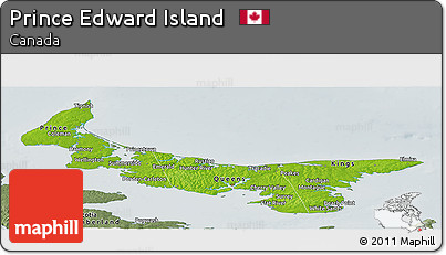 Physical Panoramic Map of Prince Edward Island, semi-desaturated