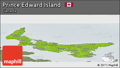 Physical Panoramic Map of Prince Edward Island, semi-desaturated