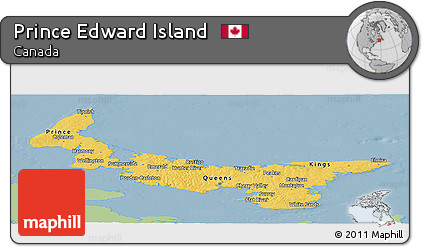 Savanna Style Panoramic Map of Prince Edward Island, single color outside