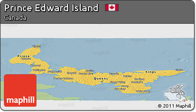 Savanna Style Panoramic Map of Prince Edward Island, single color outside