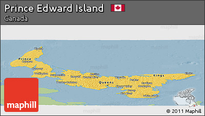 Savanna Style Panoramic Map of Prince Edward Island, single color outside