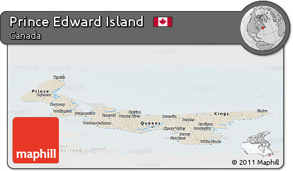 Shaded Relief Panoramic Map of Prince Edward Island, lighten