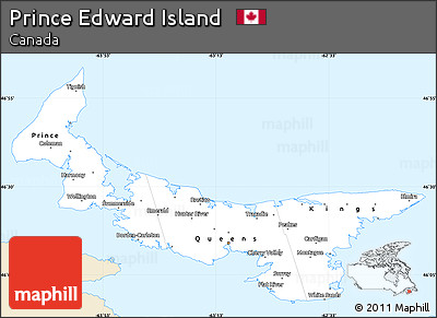 Classic Style Simple Map of Prince Edward Island, single color outside