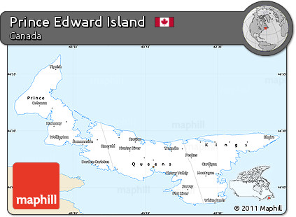 Classic Style Simple Map of Prince Edward Island, single color outside