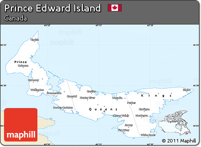 Classic Style Simple Map of Prince Edward Island, single color outside