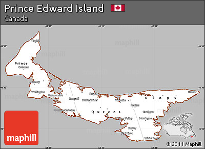 Gray Simple Map of Prince Edward Island, cropped outside
