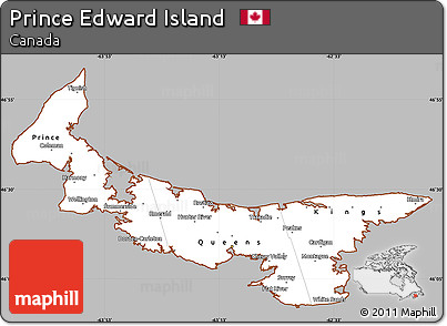 Gray Simple Map of Prince Edward Island, cropped outside