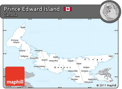 Gray Simple Map of Prince Edward Island