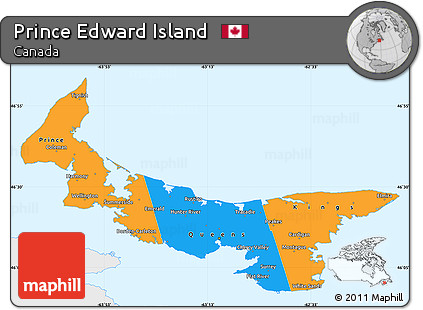 Political Simple Map of Prince Edward Island, single color outside