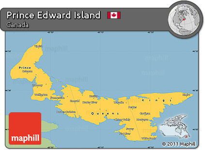 Savanna Style Simple Map of Prince Edward Island, single color outside