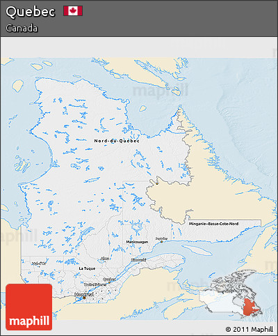 Classic Style 3D Map of Quebec, single color outside