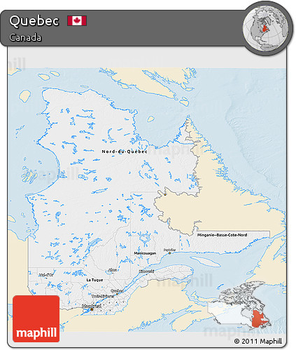 Classic Style 3D Map of Quebec, single color outside
