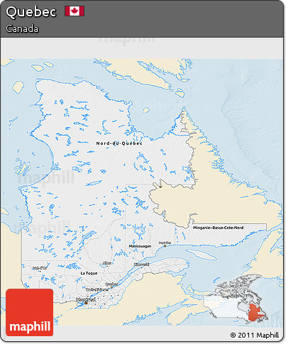 Classic Style 3D Map of Quebec, single color outside