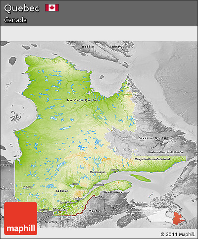Physical 3D Map of Quebec, desaturated