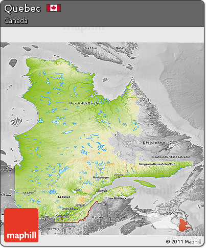 Physical 3D Map of Quebec, desaturated