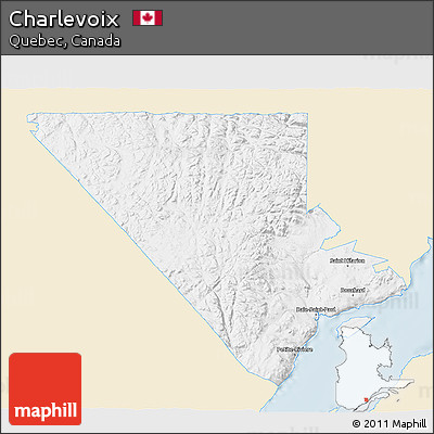 Classic Style 3D Map of Charlevoix, single color outside