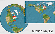 Satellite Location Map of Charlevoix, highlighted parent region, within the entire country