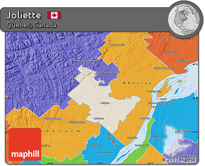 Shaded Relief Map of Joliette, political outside