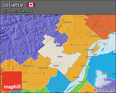 Shaded Relief Map of Joliette, political outside