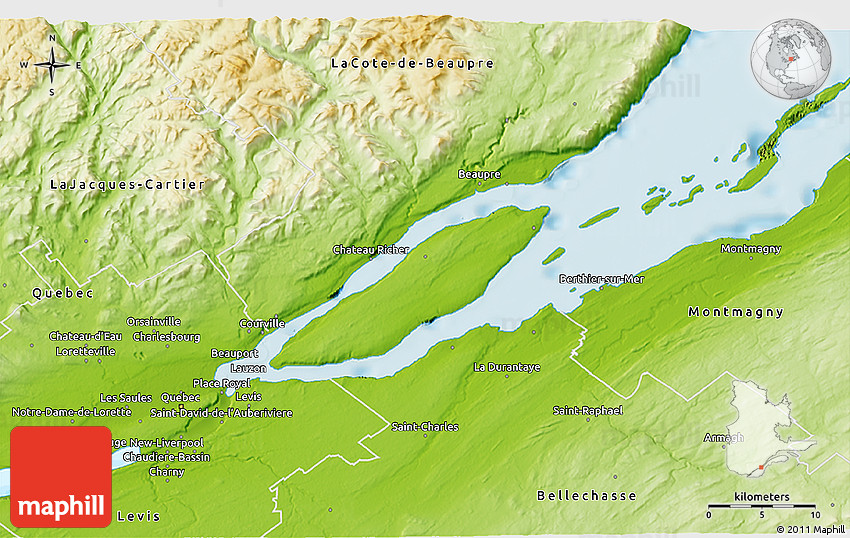 Physical 3D Map of L'Îled'Orléans