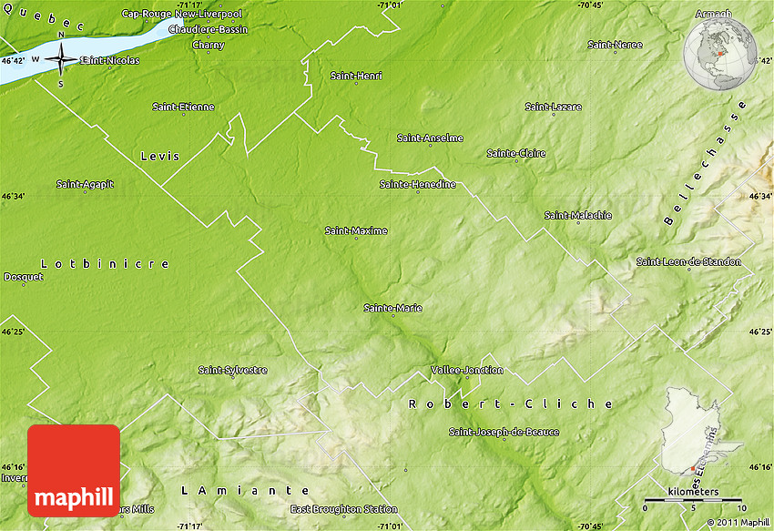 Physical Map of La NouvelleBeauce