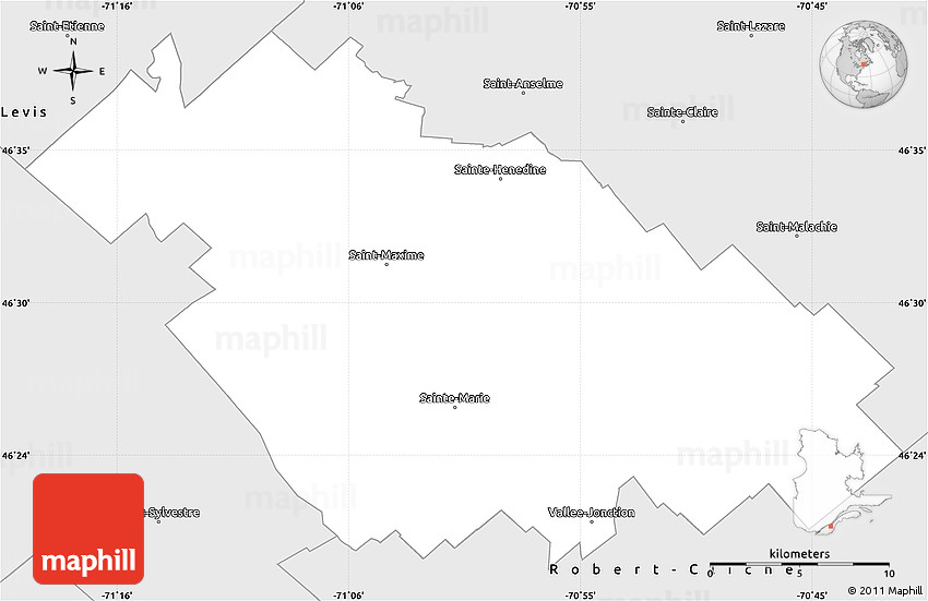 Silver Style Simple Map of La NouvelleBeauce