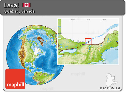 Physical Location Map of Laval, highlighted parent region