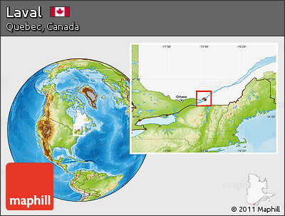 Physical Location Map of Laval, highlighted parent region