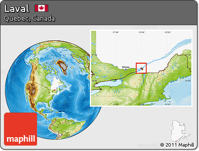 Physical Location Map of Laval, highlighted parent region