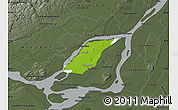 Physical Map of Laval, darken, semi-desaturated