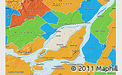 Shaded Relief Map of Laval, political outside