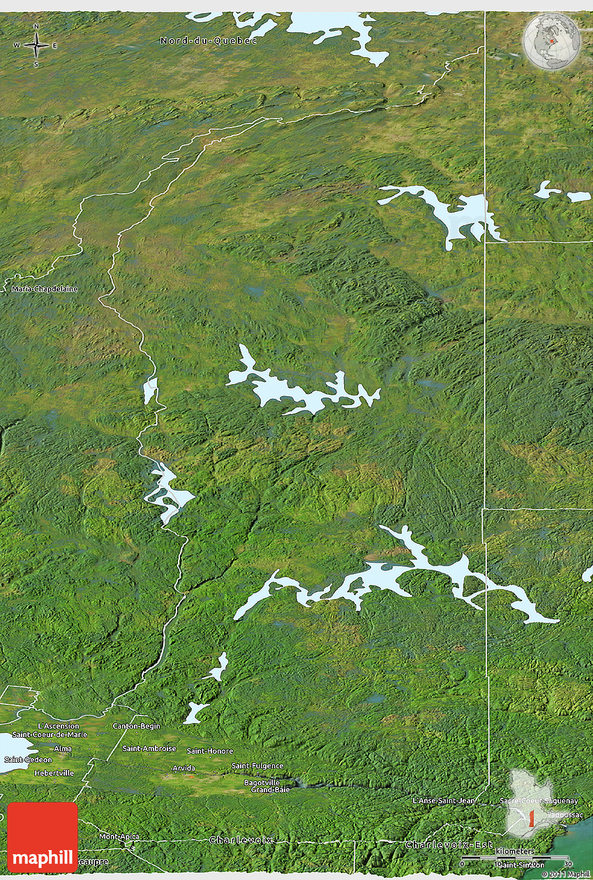 Satellite Panoramic Map of Le SaguenayetsonFjord
