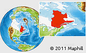 Physical Location Map of Quebec, highlighted country