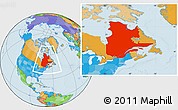 Political Location Map of Quebec