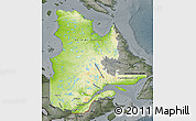 Physical Map of Quebec, darken, semi-desaturated