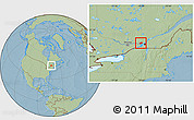 Savanna Style Location Map of Mirabel, hill shading