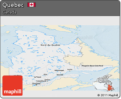 Classic Style Panoramic Map of Quebec, single color outside