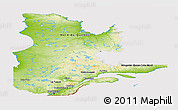 Physical Panoramic Map of Quebec, cropped outside