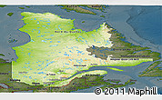 Physical Panoramic Map of Quebec, darken