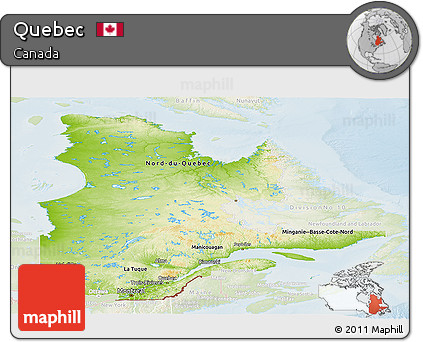 Physical Panoramic Map of Quebec, lighten
