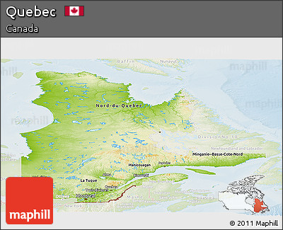 Physical Panoramic Map of Quebec, lighten