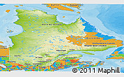 Physical Panoramic Map of Quebec, political outside