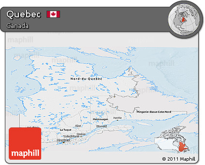 Silver Style Panoramic Map of Quebec, single color outside