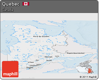 Silver Style Panoramic Map of Quebec, single color outside
